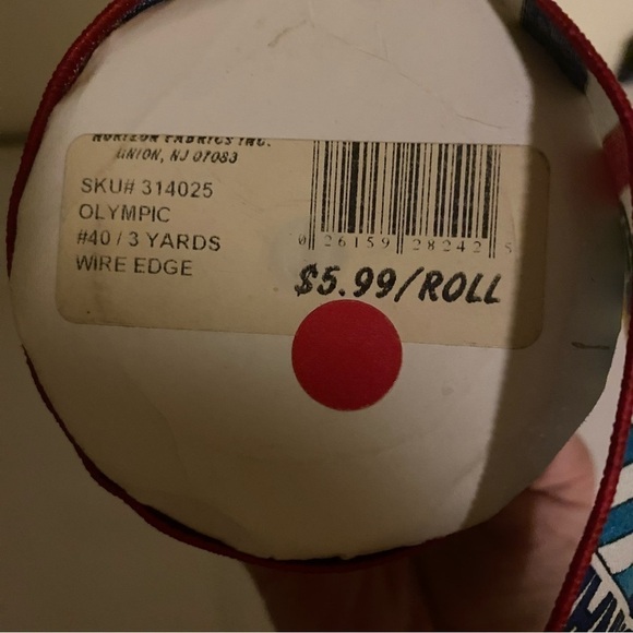 Vintage Olympic Ribbon Fabric Red Wired Edge - Picture 3 of 4